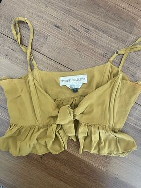 Stone Cold Fox women’s vintage Mustard Yellow One-Piece with Front Tie